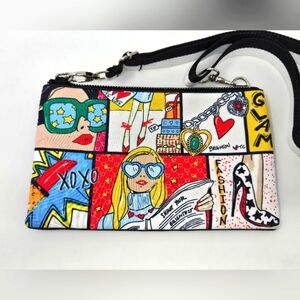 BRIGHTON GLAM GIRL CROSSBODY PURSE MINI BAG FASHIONISTA BLACK WHITE STRAP WOMEN
